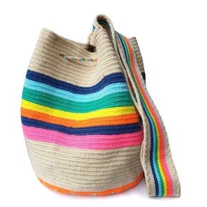Lombia Wayuu Mochila Crossbody Bag, Colorful Crossbody, Handmade Wayuu Bag